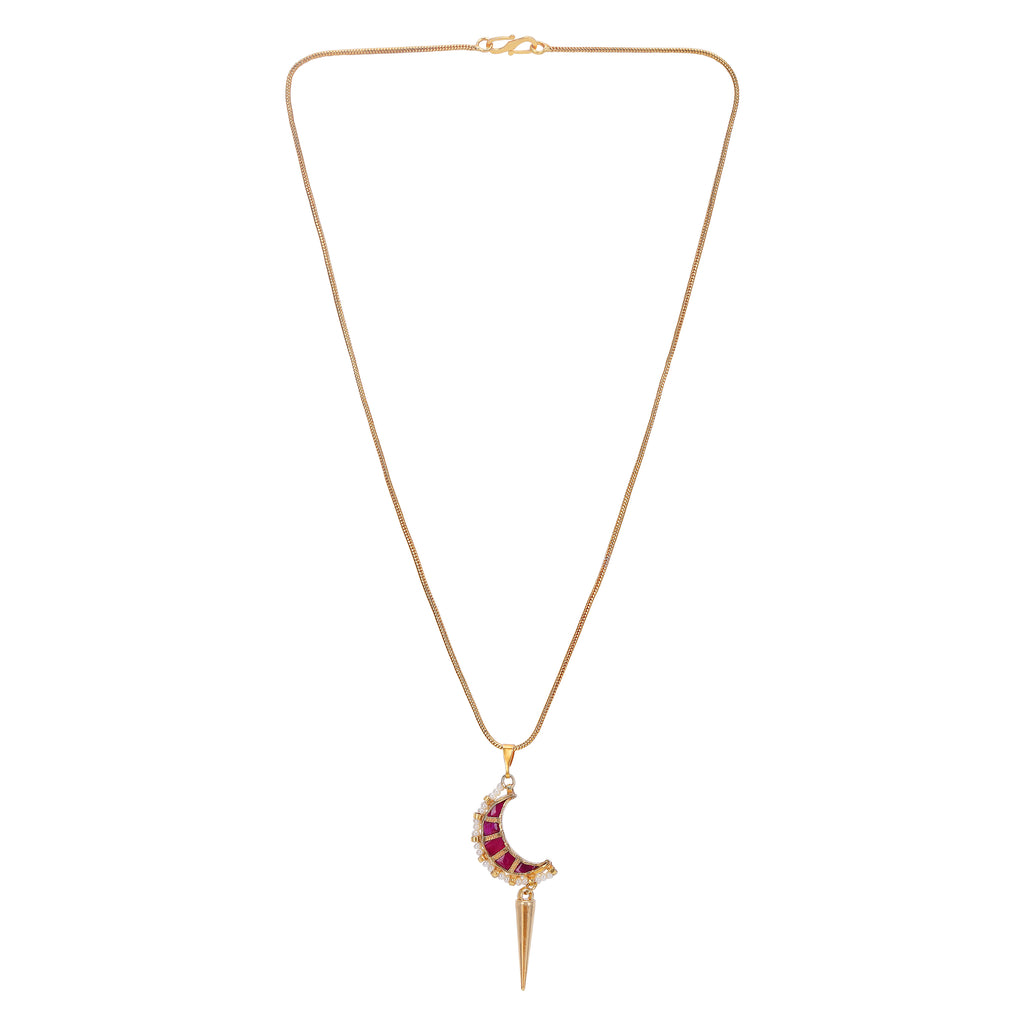 Noor 22 K Gold Plated Chand Kundan  Necklace