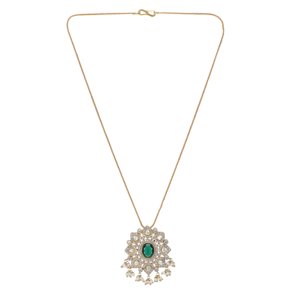 Gemstone 22k Gold Plated Pendant