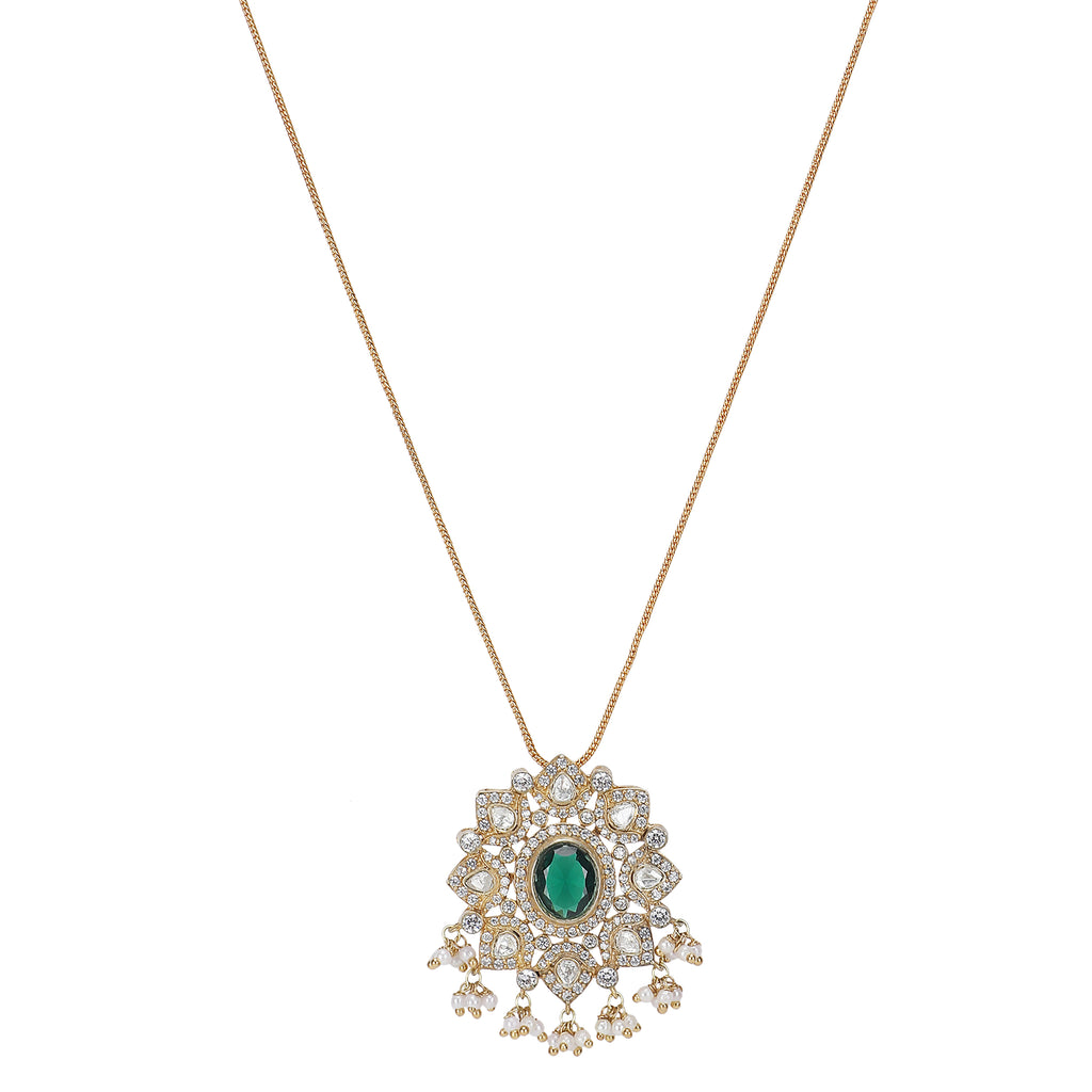 Gemstone 22k Gold Plated Pendant