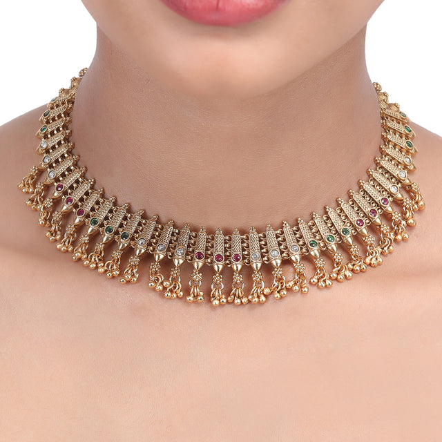 NIHIVANYA gold plated necklace set