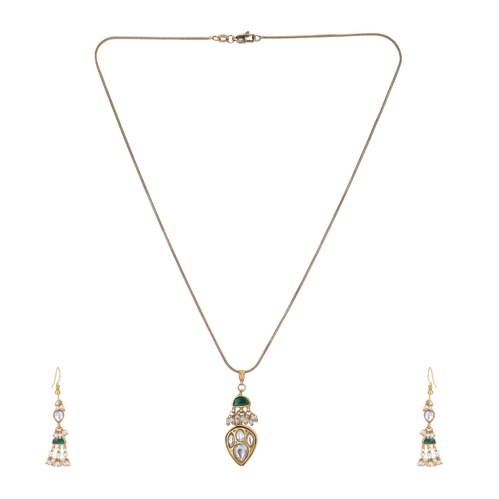 22k Gold Plated Amolya Kumudra Pendant Set