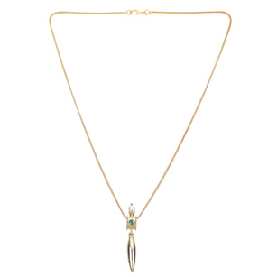 Sparsh 22k Gold Plated Fresh Water Pearl, Green Onyx Pendant
