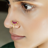 22k Gold Plated Pink Chand Nosepin (Clip On)