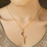 Noor 22 K Gold Plated Chand Kundan  Necklace