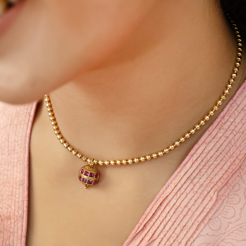 Sparsh 22k Gold Plated Ruby Exclusives Pendant