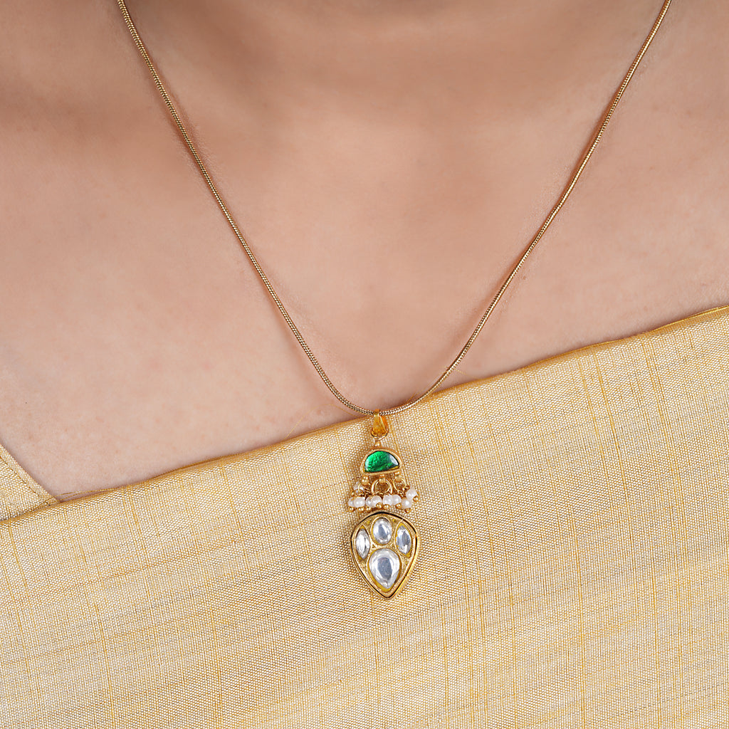 22k Gold Plated Amolya Kumudra Pendant Set