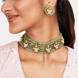 22k Gold Plated Teej Spatika Choker Set
