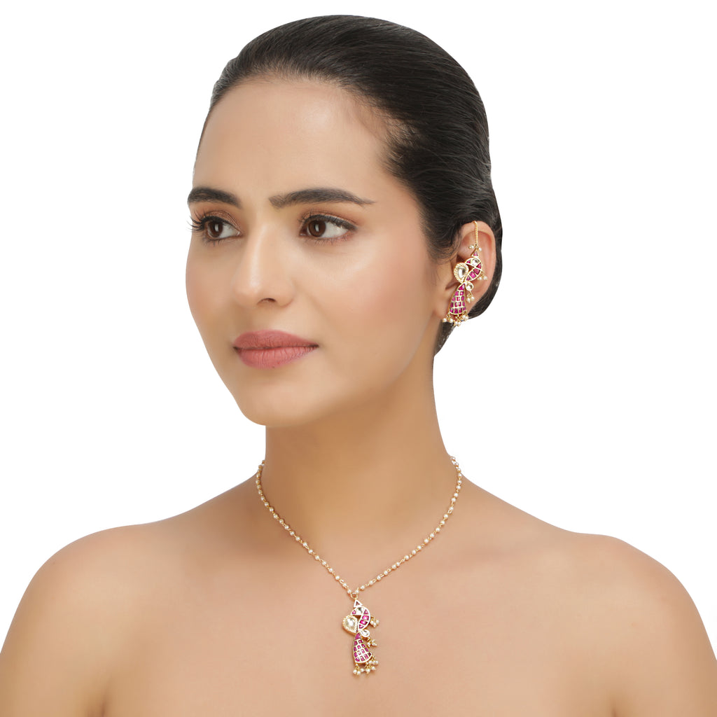 SANKRANTI KUNDAN PINK PENDANT SET
