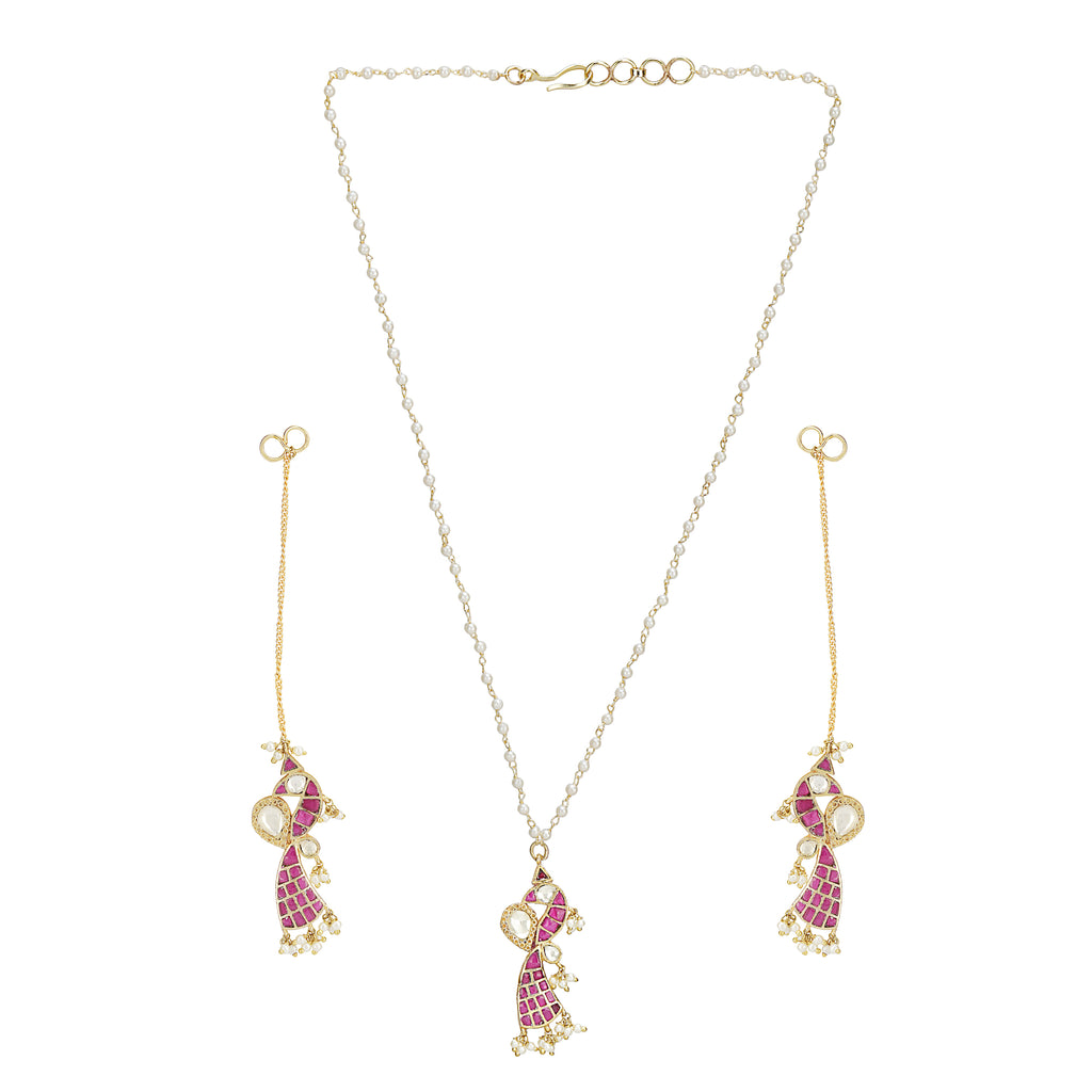SANKRANTI KUNDAN PINK PENDANT SET