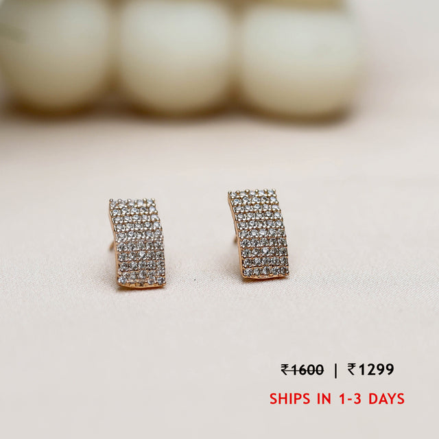 Dainty Rose Plated Zircon Pave Earring Studs