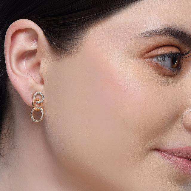 Forever Circle Dangling Rose Gold Plated Earrings