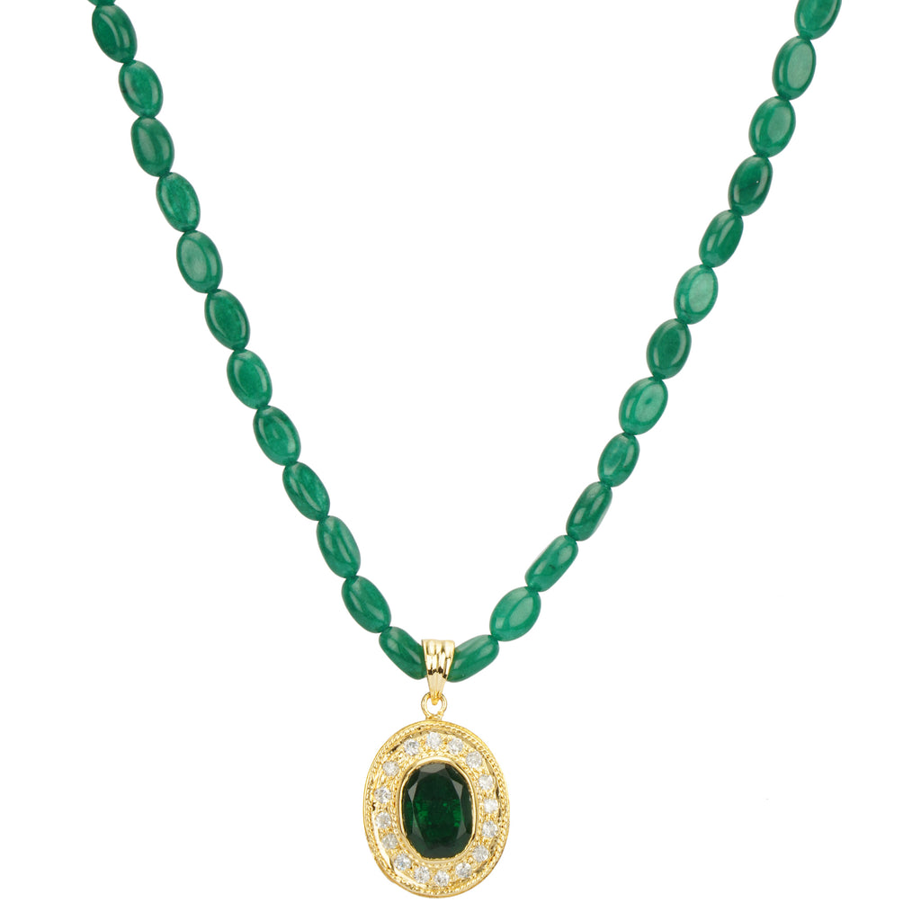 ANMOL ZIRCON ROUND GREEN  PENDANT