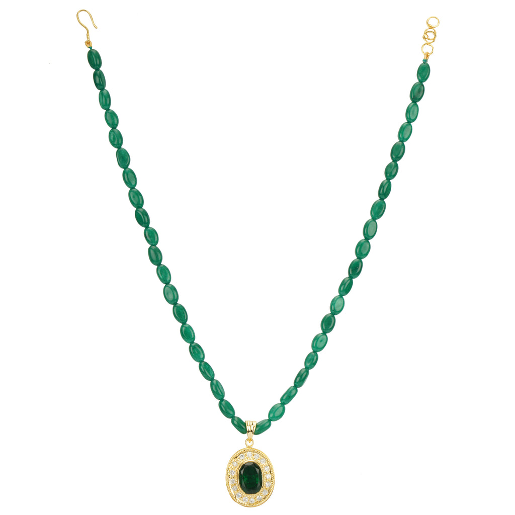 ANMOL ZIRCON ROUND GREEN  PENDANT