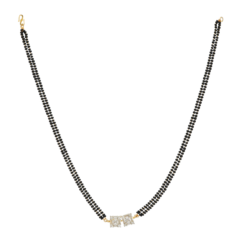 MANGLAL SUTRA SQUARE GOLD PLATED NECKLACE SET