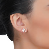 Dainty Rose Plated Zircon Star Studs