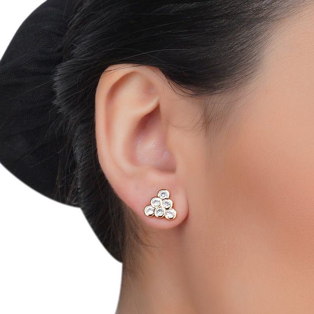Dainty Rose Plated Zircon Triangle Earring Studs