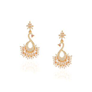 Forever Zircon Peacock Rose Plated Earrings