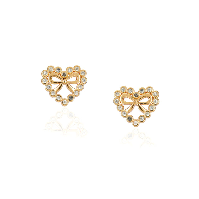 Forever Zircon Heart Rose Gold Plated Stud Earrings