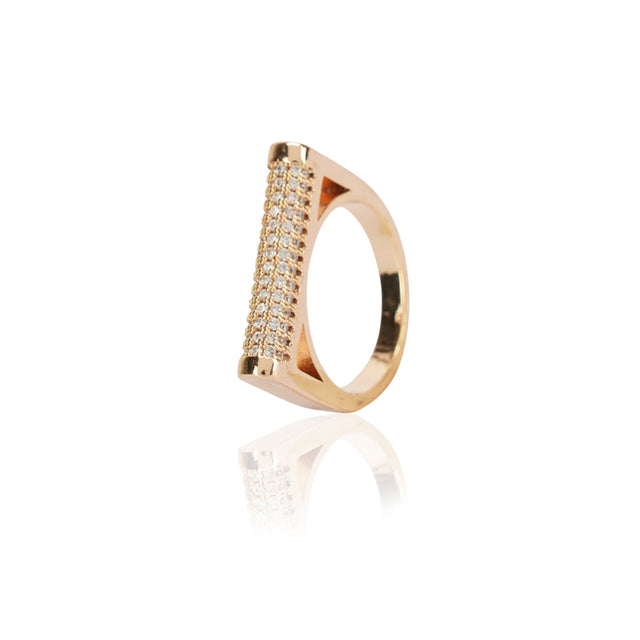 Dainty Rose Plated Zircon Pave Tablet Ring