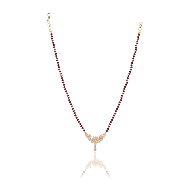 Basant Rose Gold Plated Zircon Lotus Necklace Set