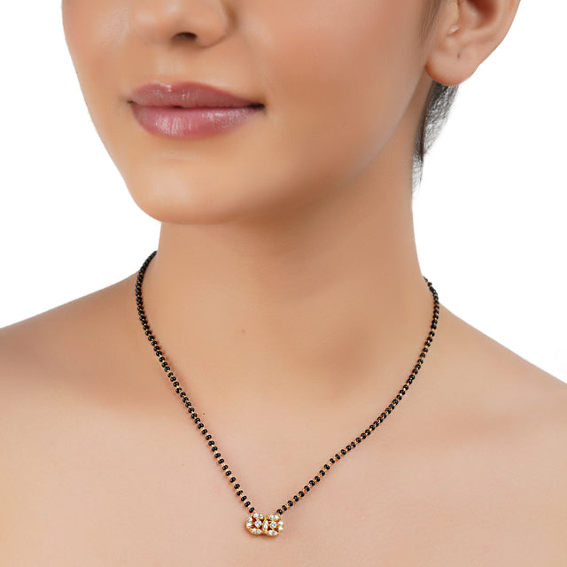 Gold Plated Zircon intertwined Circles Mangalsutra