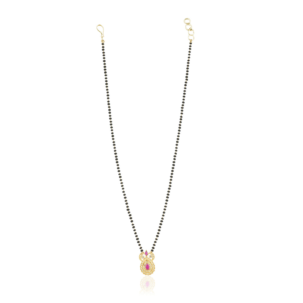 Gold Plated Ruby Drop Mangalsutra