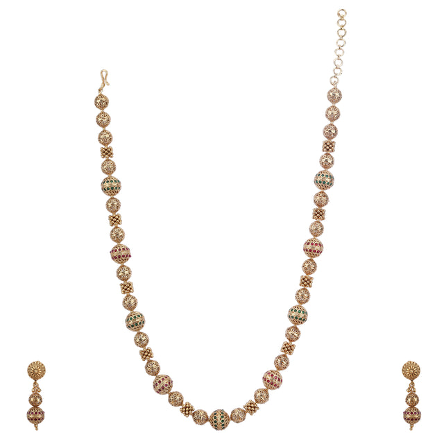 Swarnam - Gold Strings Aaisa Necklace Set
