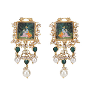 Pichwai Bhanumati 22k Gold Plated Earring