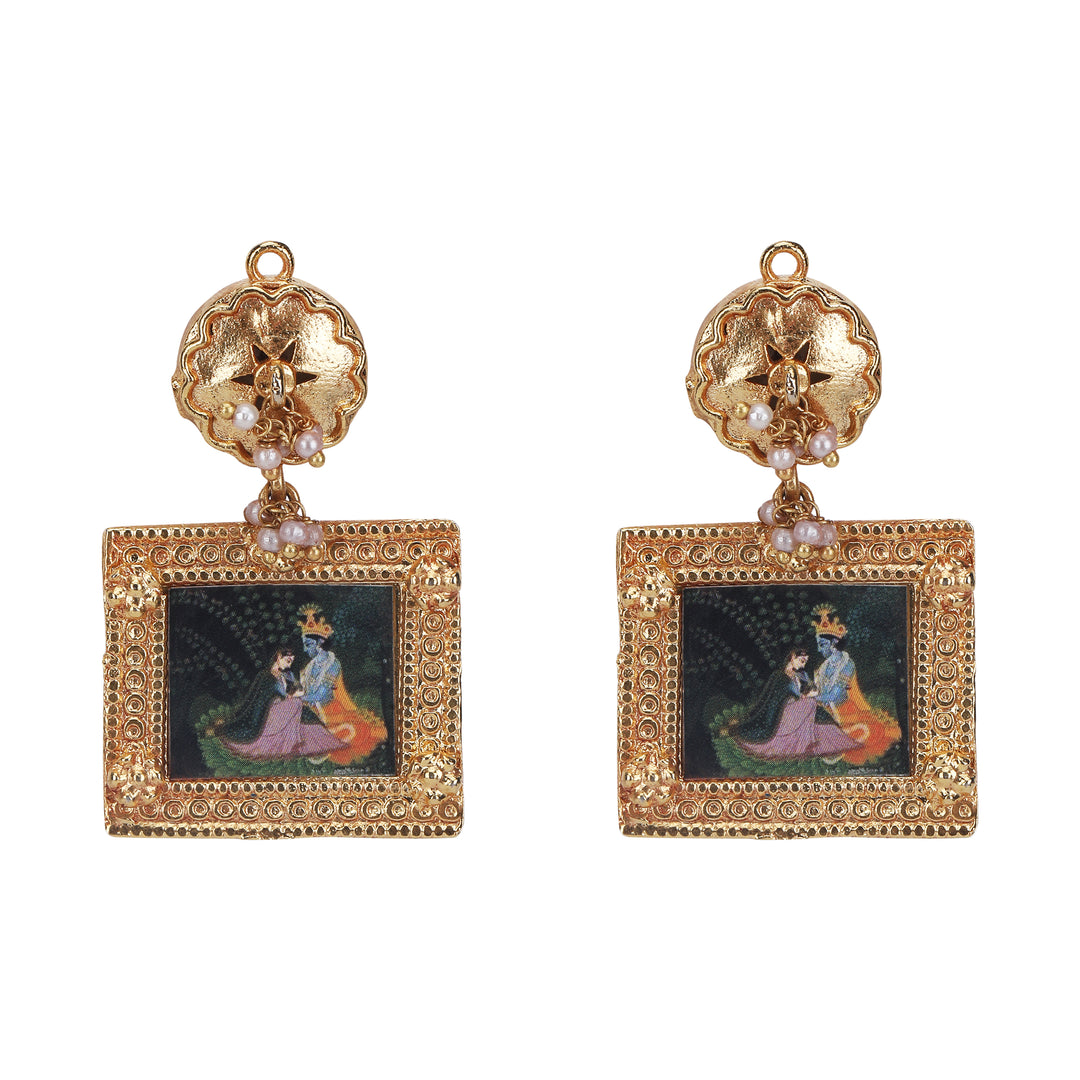 Pichwai Chaman 22k Gold Plated Earring