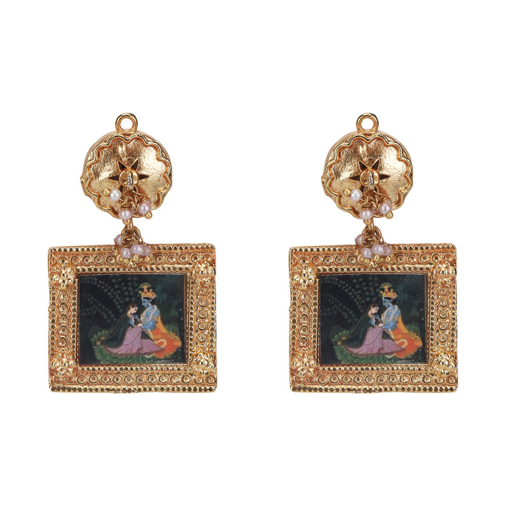 Pichwai Chaman 22k Gold Plated Earring