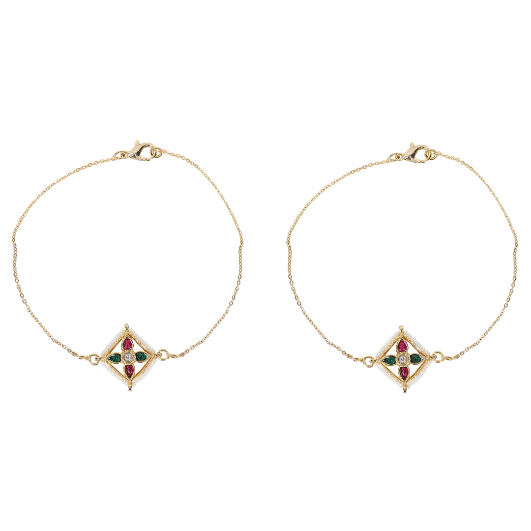 22k Gold Plated Chakar kundan Payal