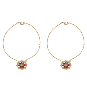 22k Gold Plated Ovel Kundan Payal