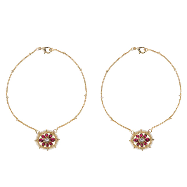 22k Gold Plated Ovel Kundan Payal