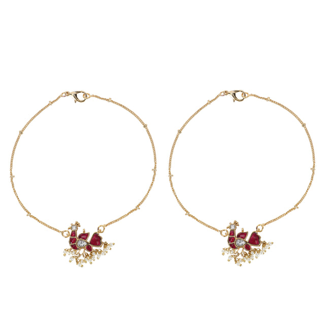 22k Gold Plated PeacockKundan Payal