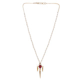 Noor 22 K Gold Plated kundan Red Pan Necklace