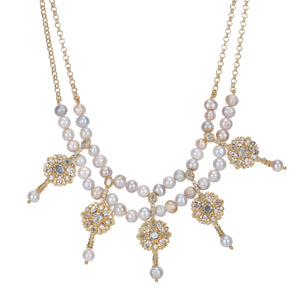 Gemstone Darpana 22k Gold Plated Necklace Set