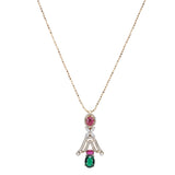 Gemstone Harisha 22k Gold Plated Pendant Set