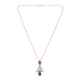 Gemstone Harisha 22k Gold Plated Pendant Set