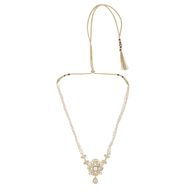 Gemstone Harisha 22k Gold Plated Pendant Set