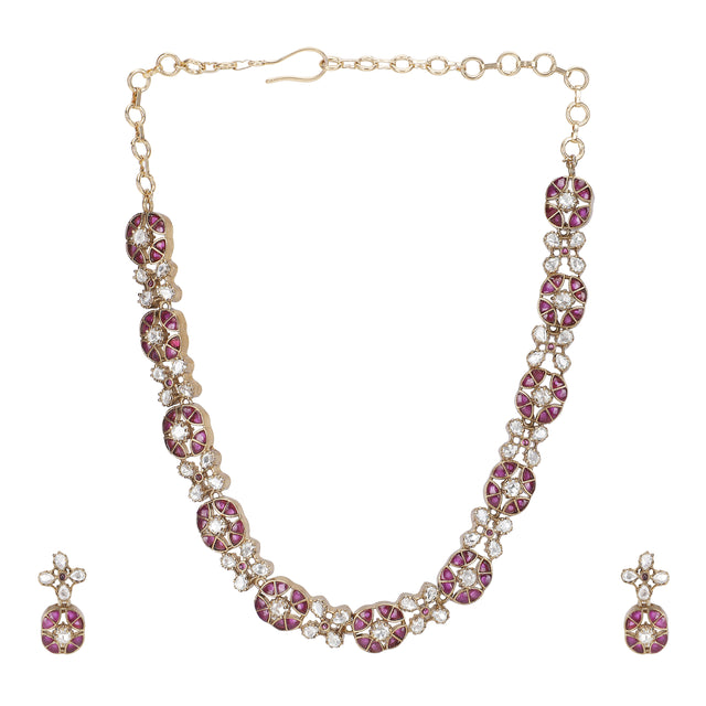 Gemstone Dhruvi 22k Gold Plated Necklace Set