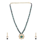 Gemstone Green Onyx 22k Gold Plated Pendant Set