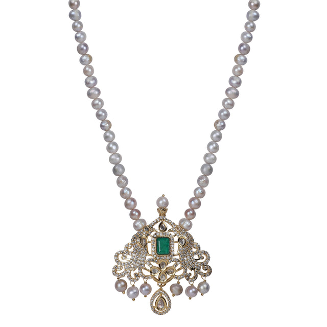 Gemstone Darika 22k Gold Plated Pendant Set