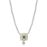 Gemstone Square 22k Gold Plated Pendant Set
