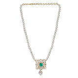 Gemstone Square 22k Gold Plated Pendant Set