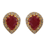 Gemstone Ruby 22k Gold Plated Pendant Set