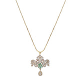 Gemstone Kalindi 22k Gold Plated Pendant Set