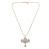 Gemstone Kalindi 22k Gold Plated Pendant Set