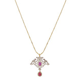 Gemstone Kashika 22k Gold Plated Pendant Set