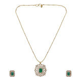 Gemstone Kaishori 22k Gold Plated Pendant Set