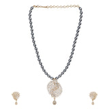 Gemstone Haarika 22k Gold Plated Pendant Set
